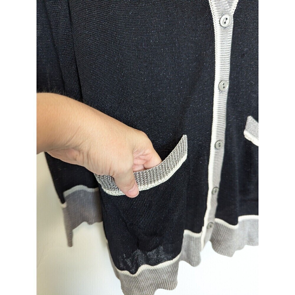 Nic+Zoe Women Longline Cardigan Size M Black Viscose Lightweight Sweater Teacher - Picture 5 of 10
